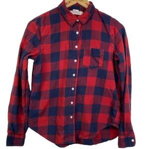 L.O.G.G. BY H&M‎ WOMEN'S BLUE/RED BUFFALO PLAID BUTTON DOWN SHIRT 4